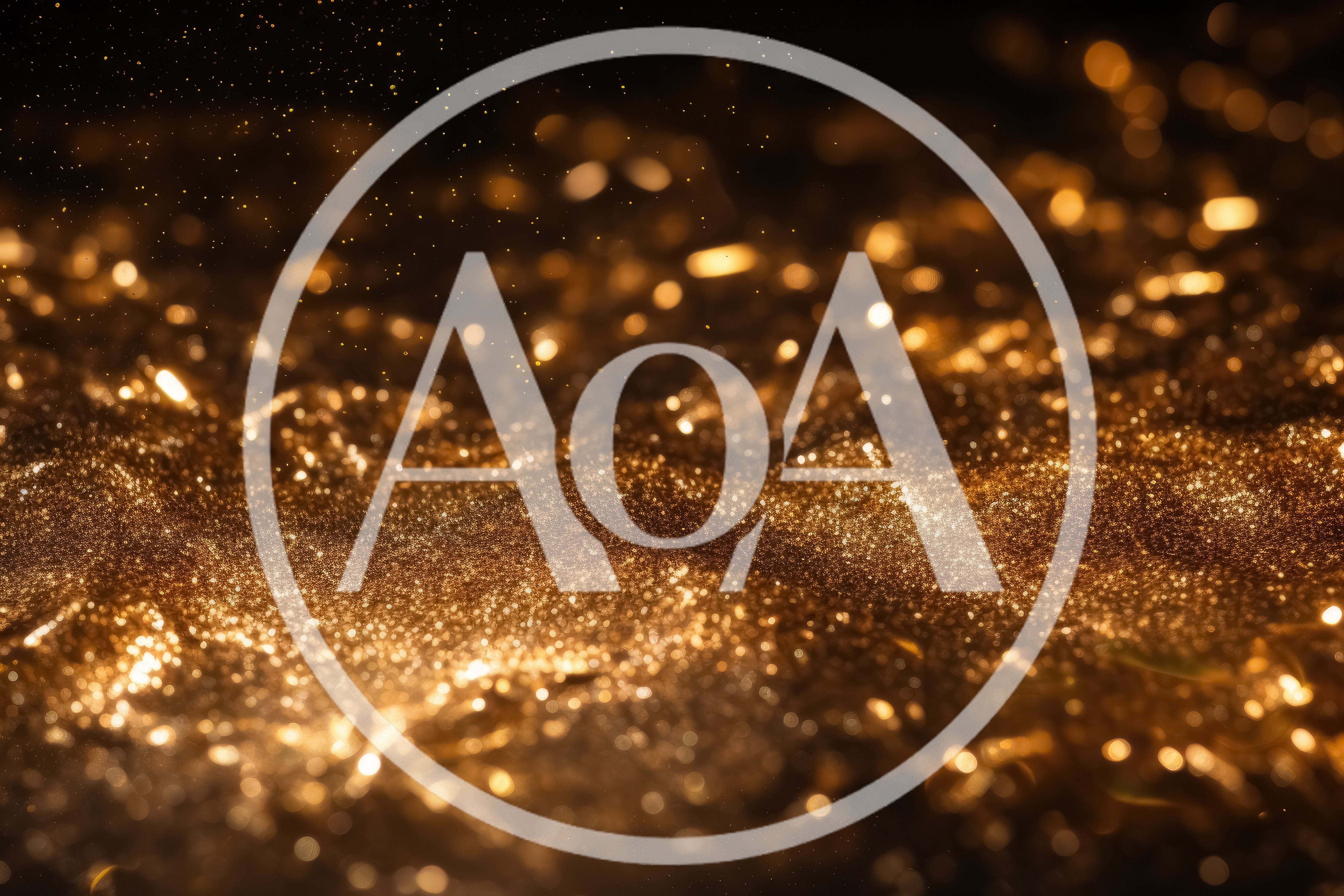 Abstract Golden Glitter Particles Floating In Dark Space