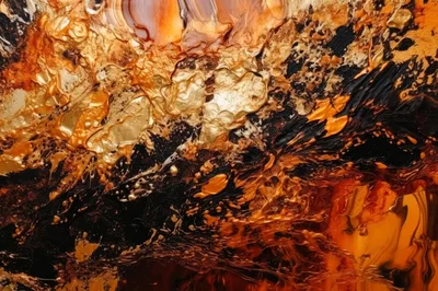 Abstract Fluid Art With Gold And Black Swirls