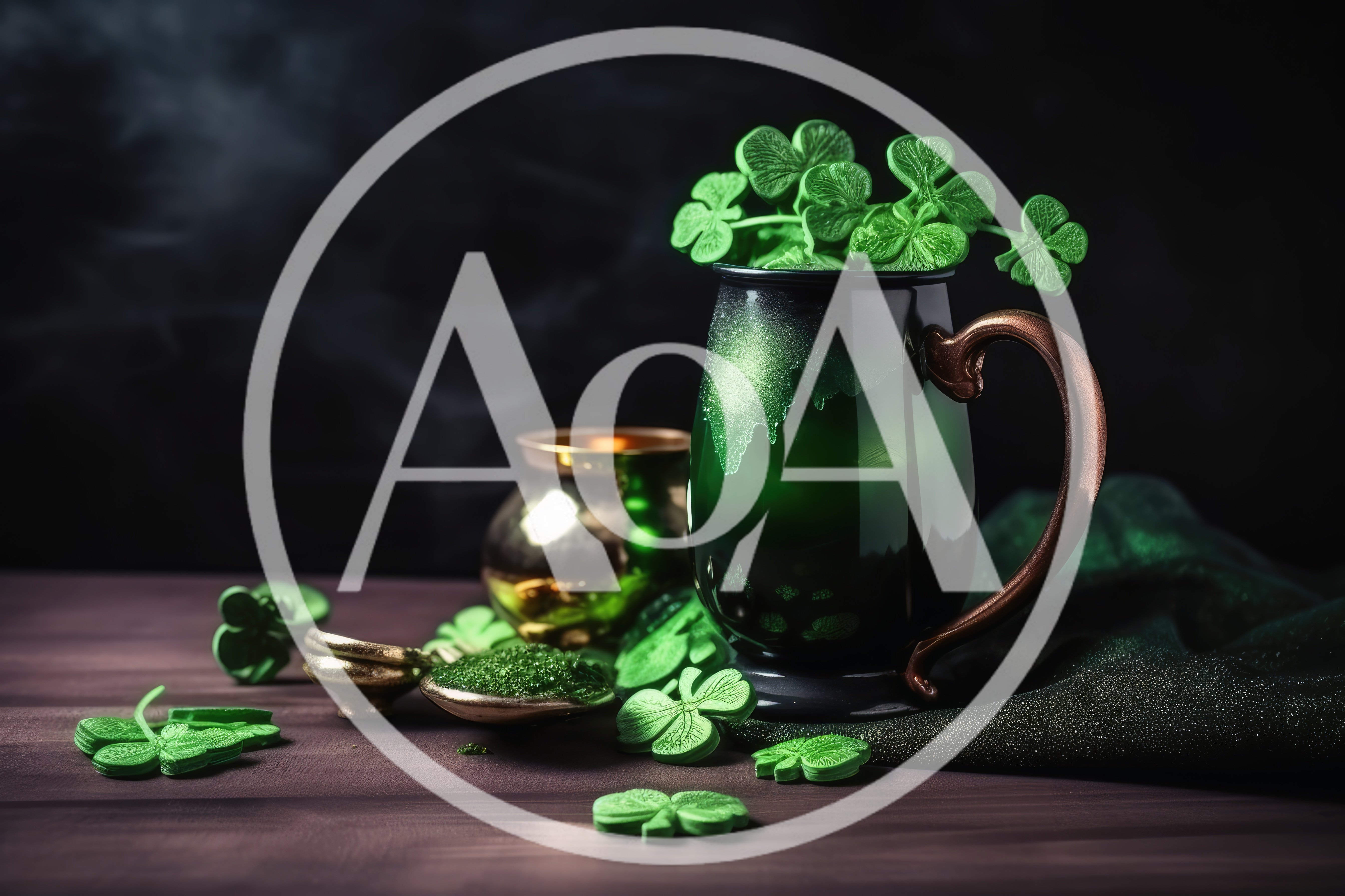 St Patrick's Day Celebration With Shamrock Mug And Gold
