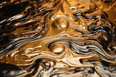 Abstract Liquid Gold And Black Swirling Texture