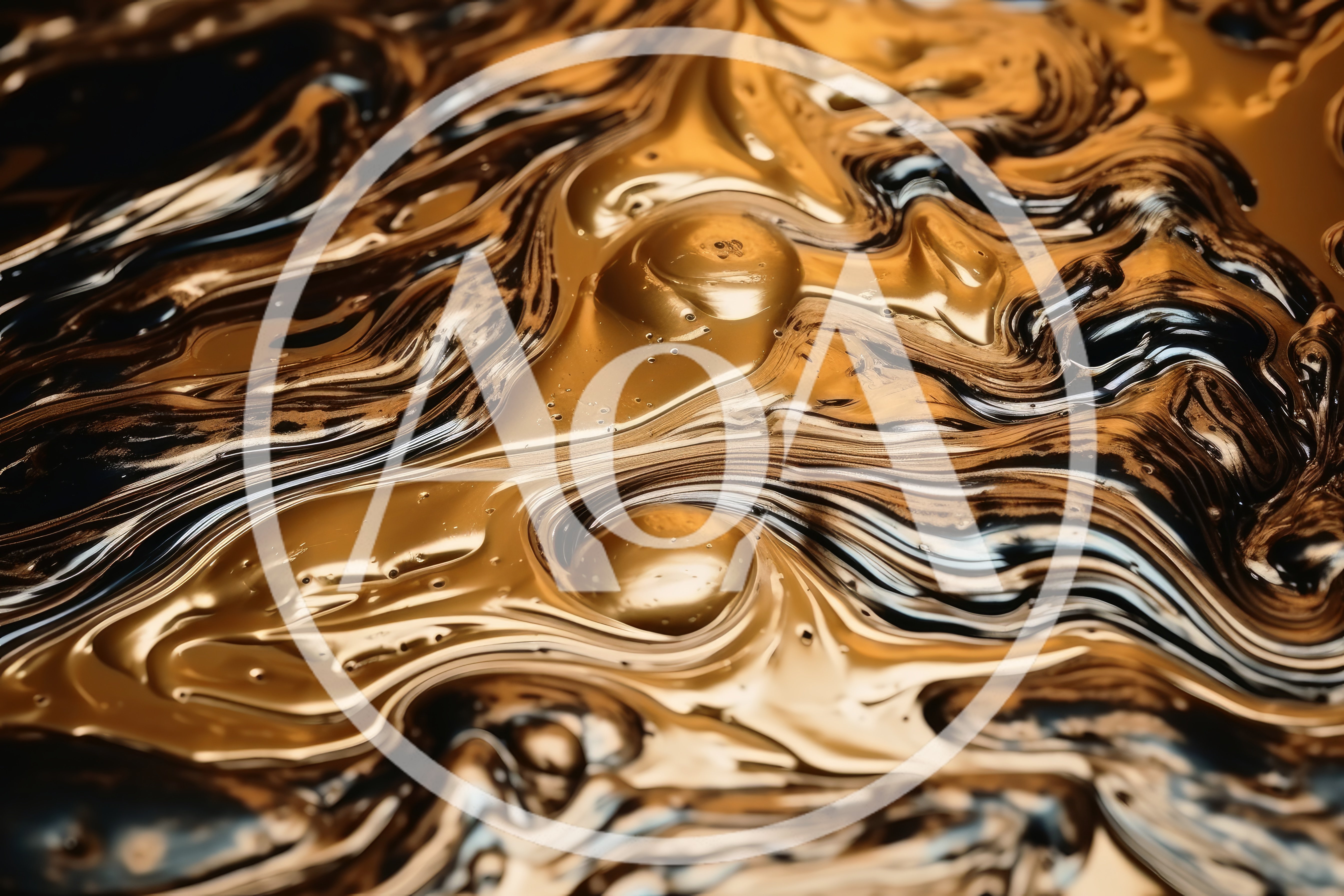 Abstract Liquid Gold And Black Swirling Texture