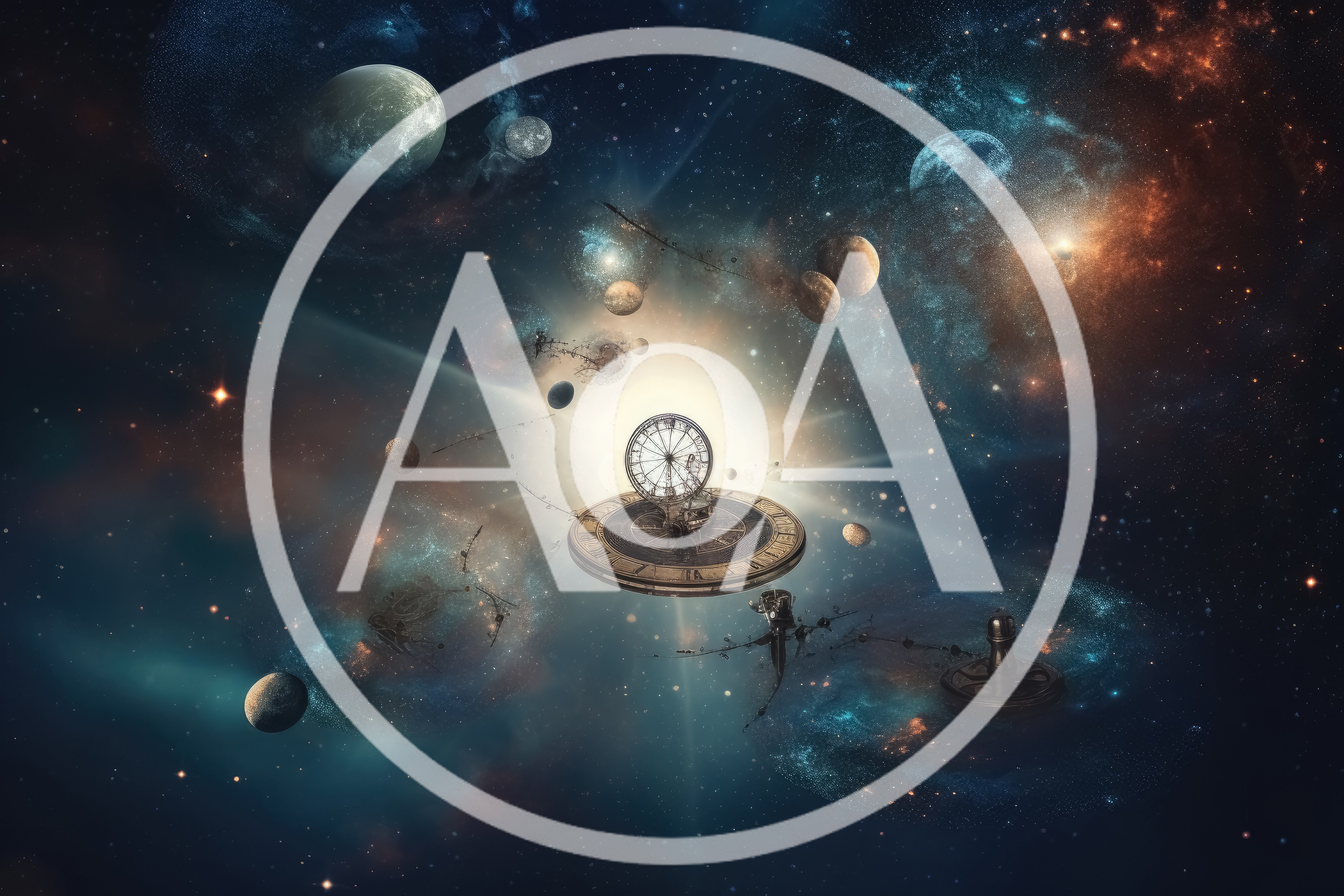 Surreal Celestial Clockwork Floating In Deep Space