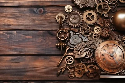 Steampunk Clockwork Gears and Antique Watch Parts