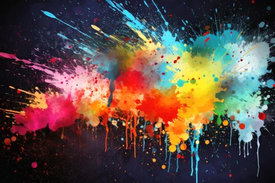 Vibrant Multi Colored Paint Splatter Abstract Background