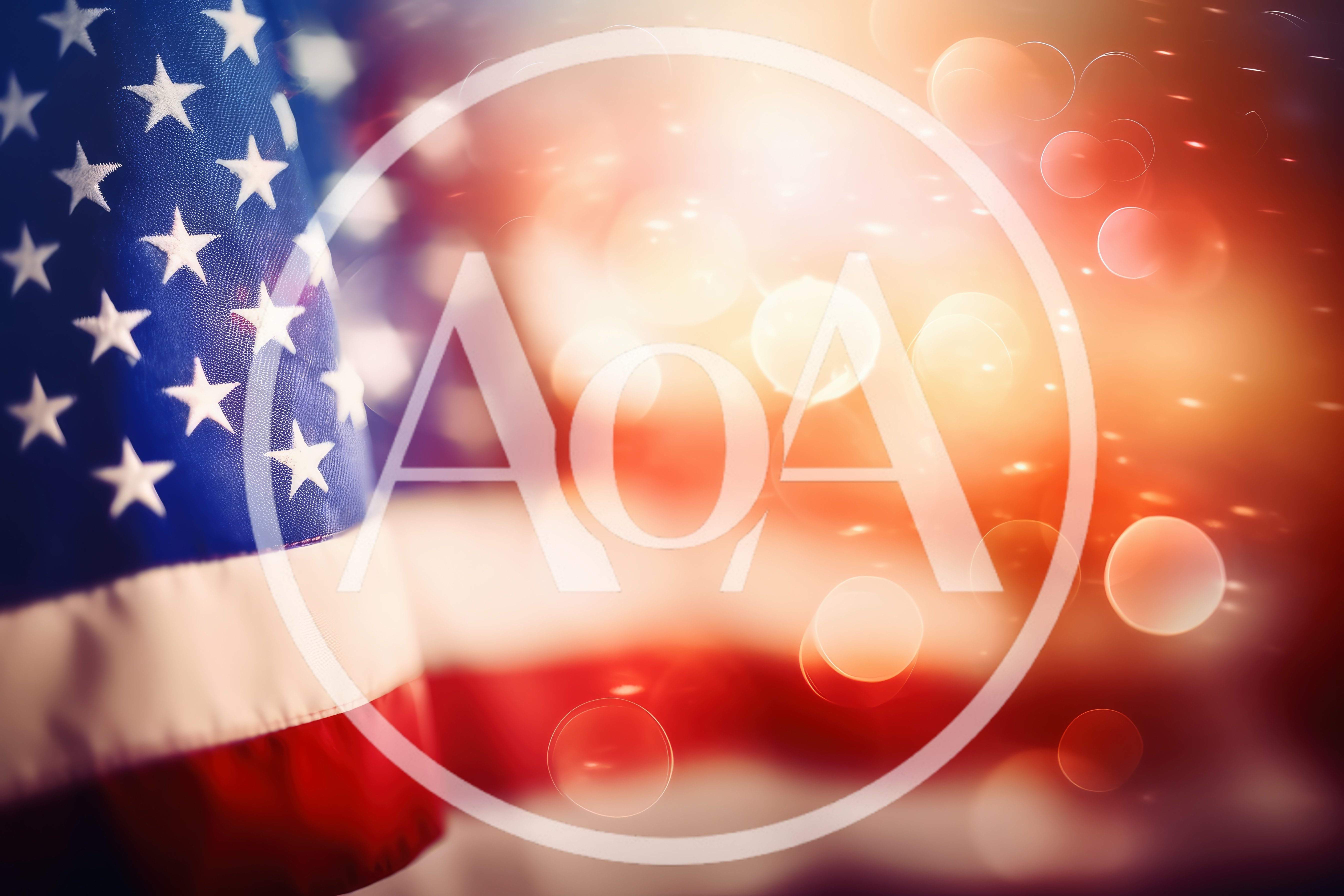American Flag With Bokeh Light Background
