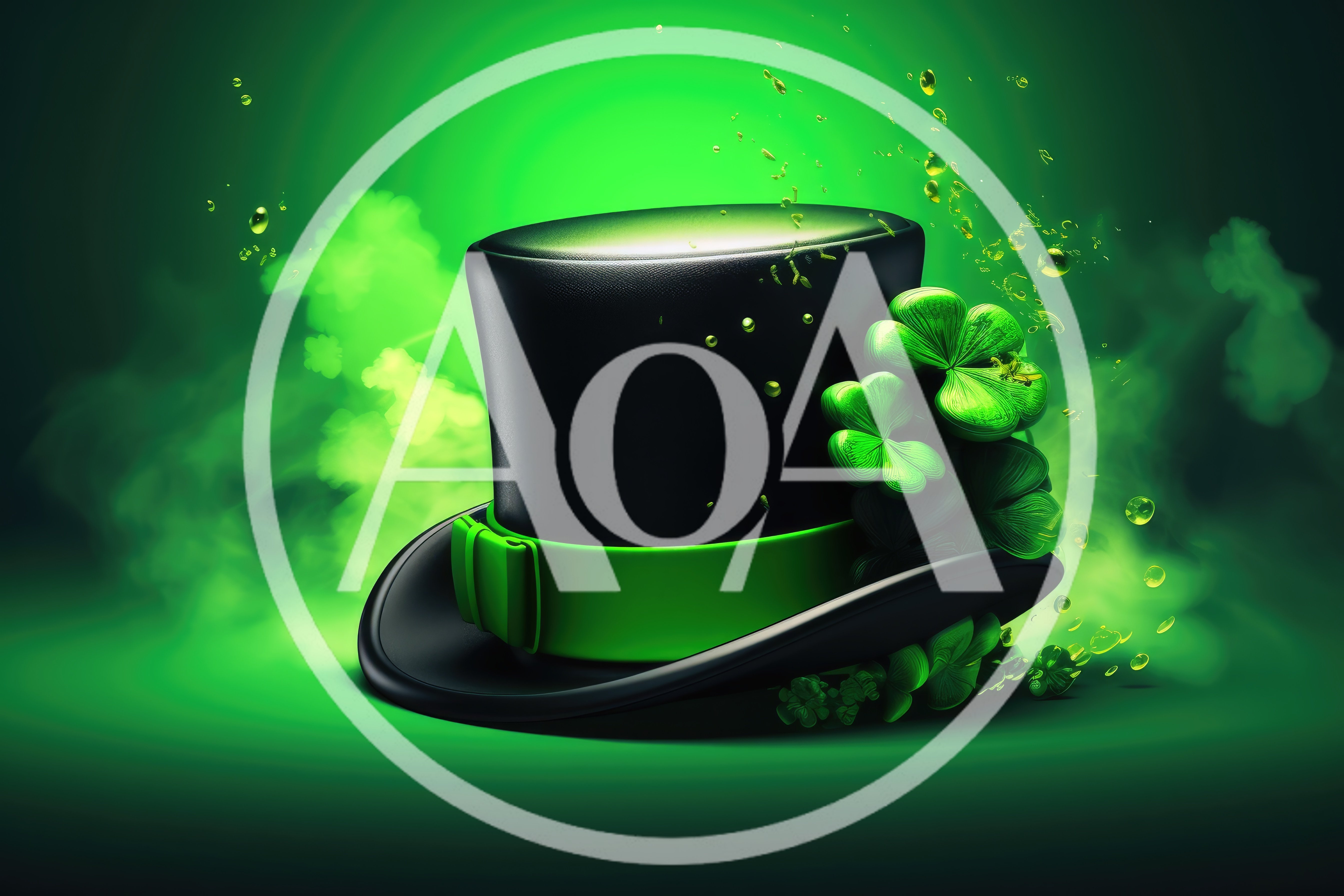 Black Top Hat With Green Shamrocks And Smoke