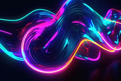 Abstract Neon Light Trails In Motion