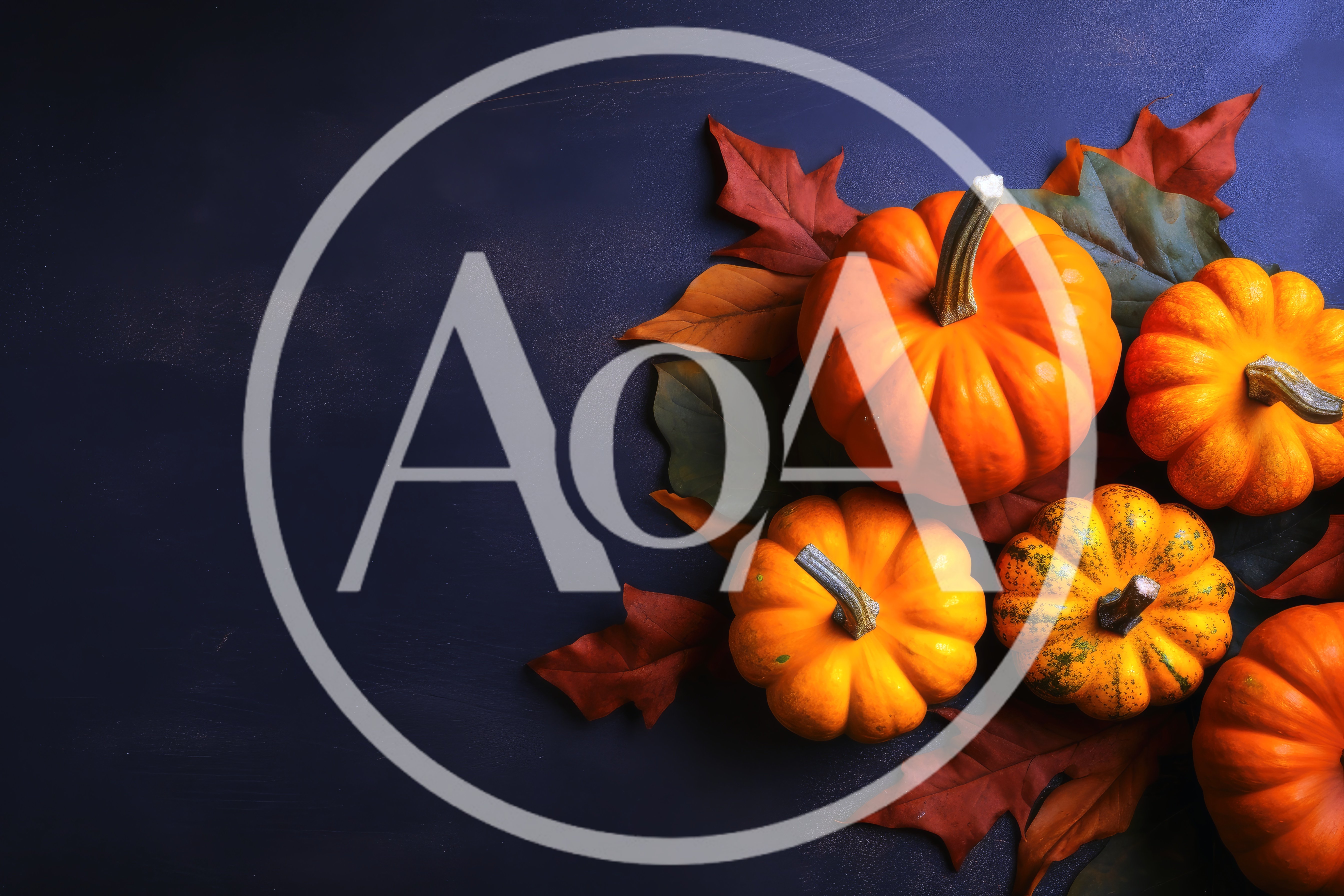 Autumn Pumpkins And Fall Leaves On Dark Background