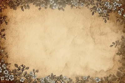 Vintage Parchment Paper Background With Floral Border