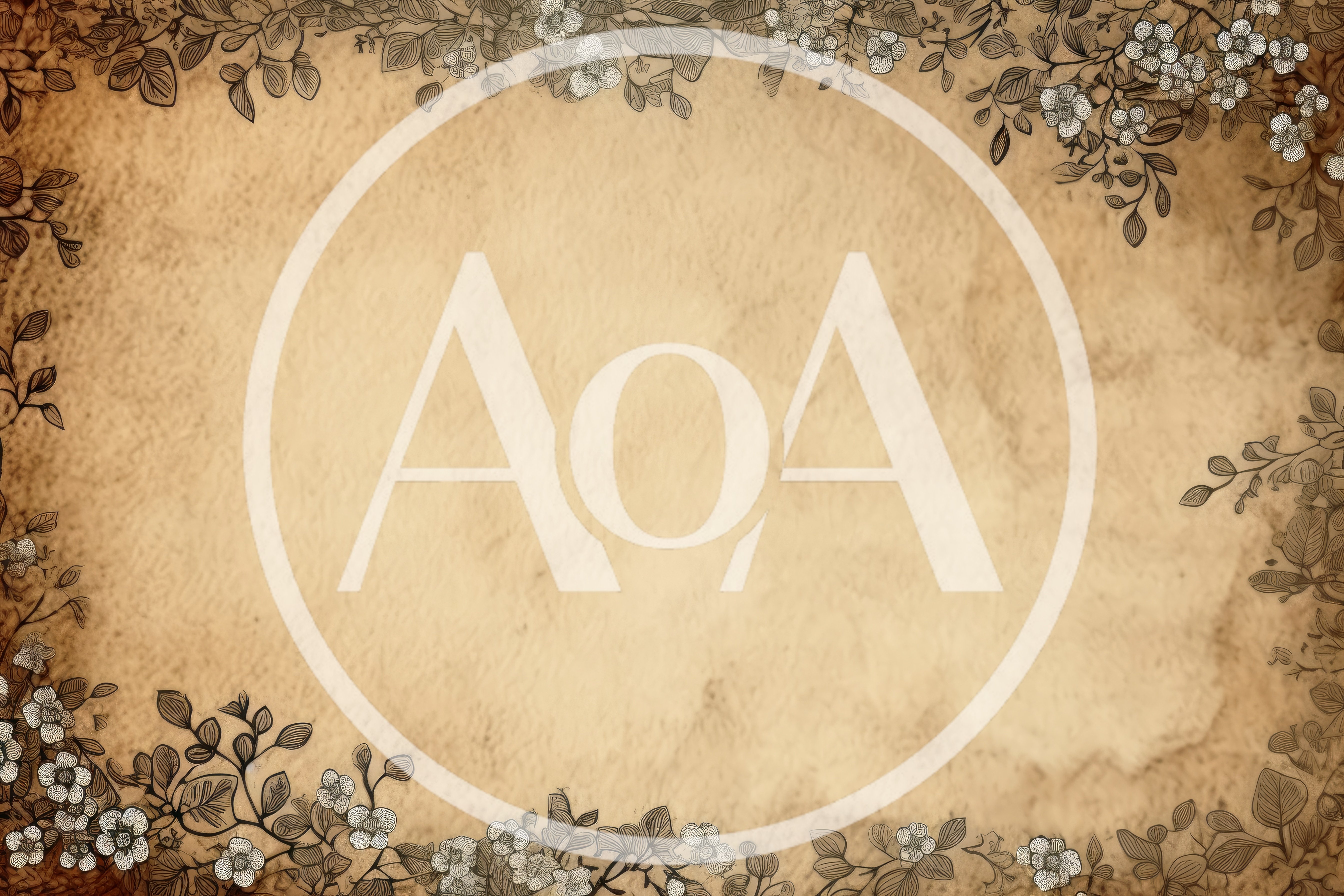Vintage Parchment Paper Background With Floral Border