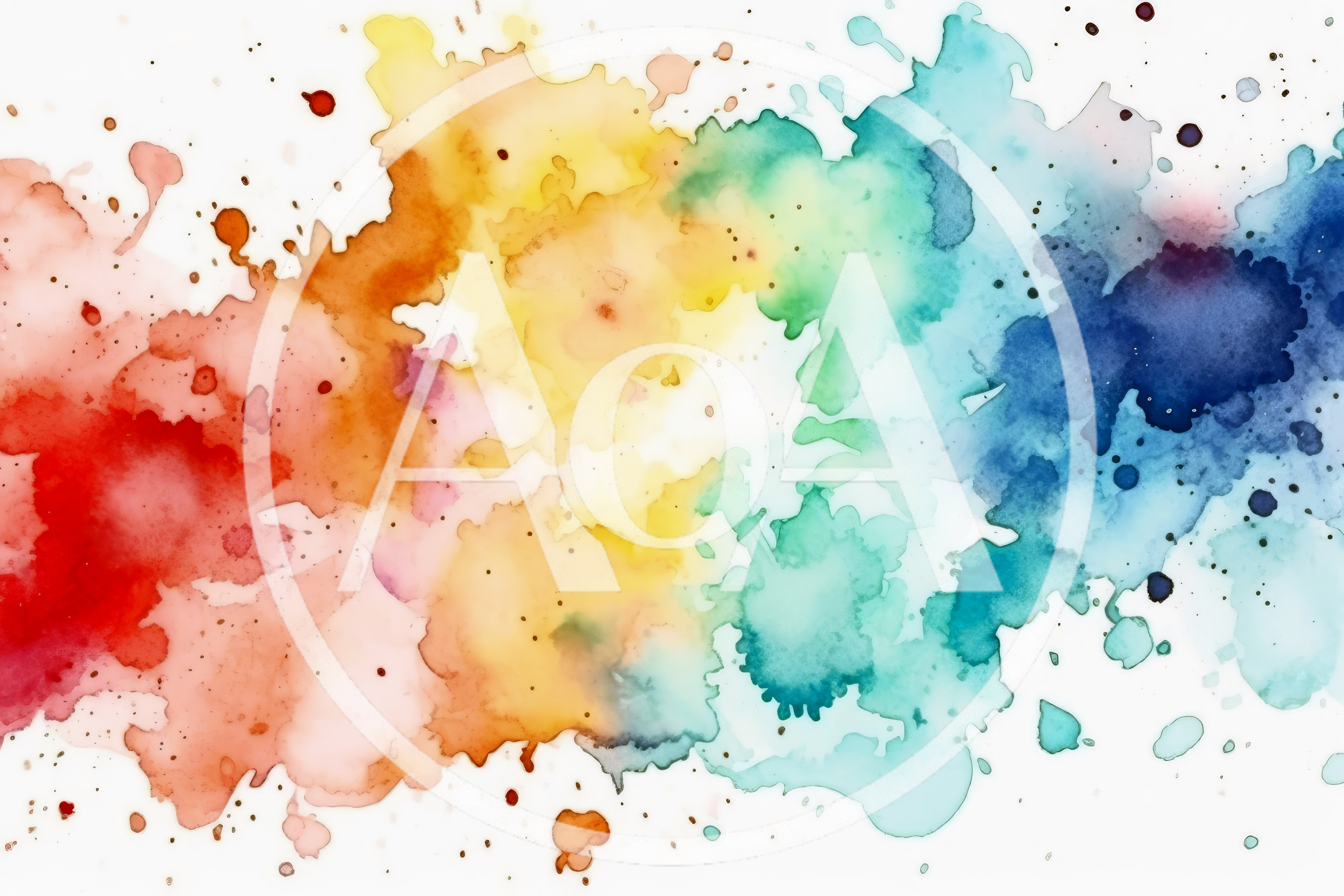 Abstract Watercolor Rainbow Gradient Paint Splatter Background
