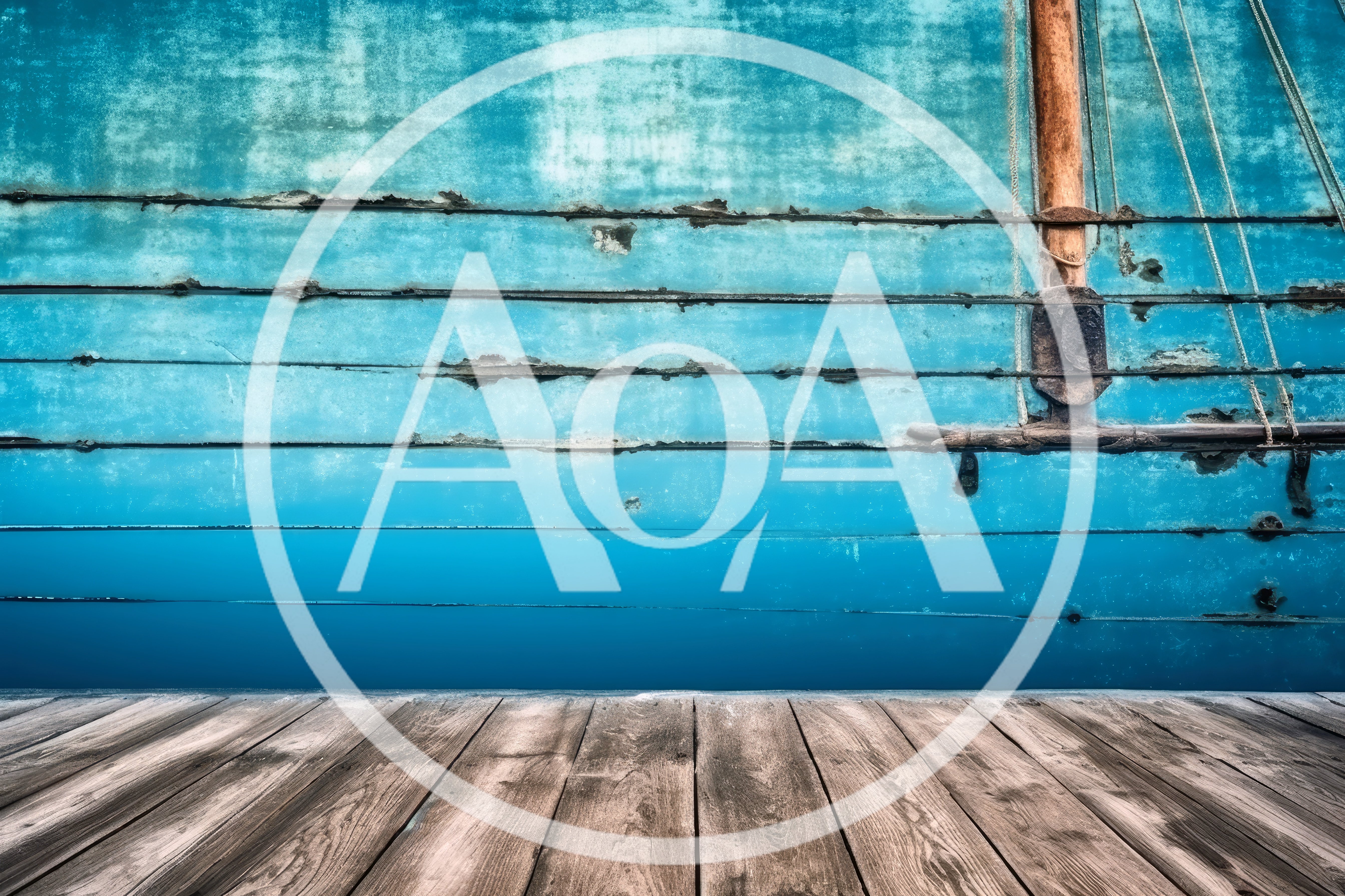 Weathered Blue Wooden Boat Hull Beside A Dock