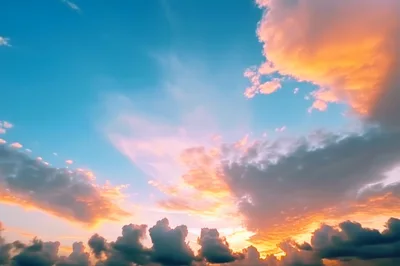 Dramatic Sunset Sky With Golden Clouds