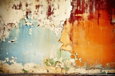 Weathered Wall With Peeling Paint And Vibrant Colors