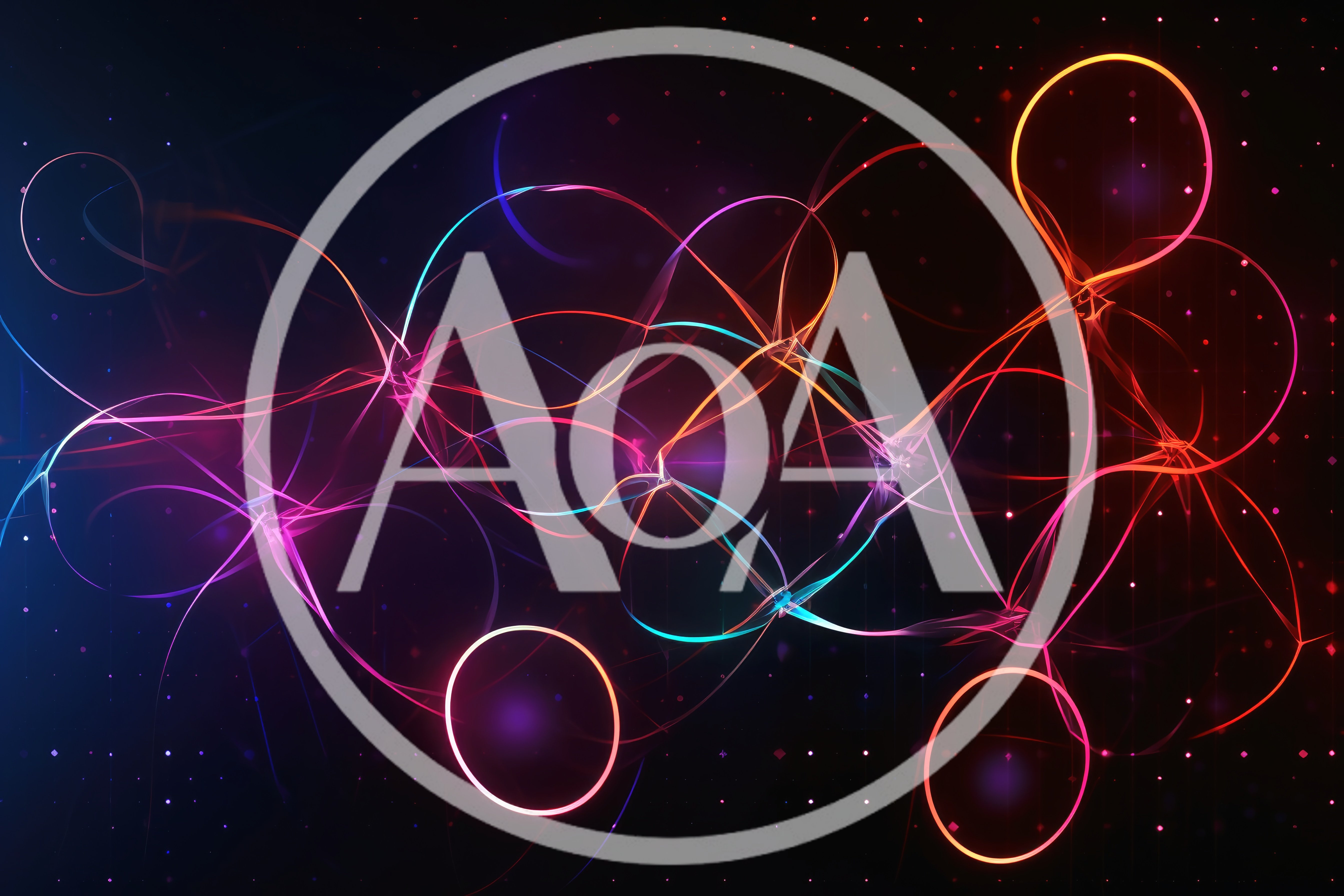 Abstract Glowing Neon Network Lines and Circles