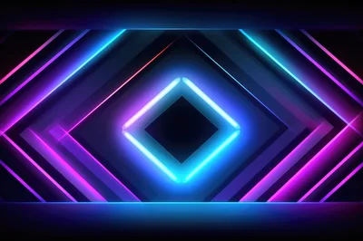 Abstract Neon Diamond Tunnel With Glowing Light Lines