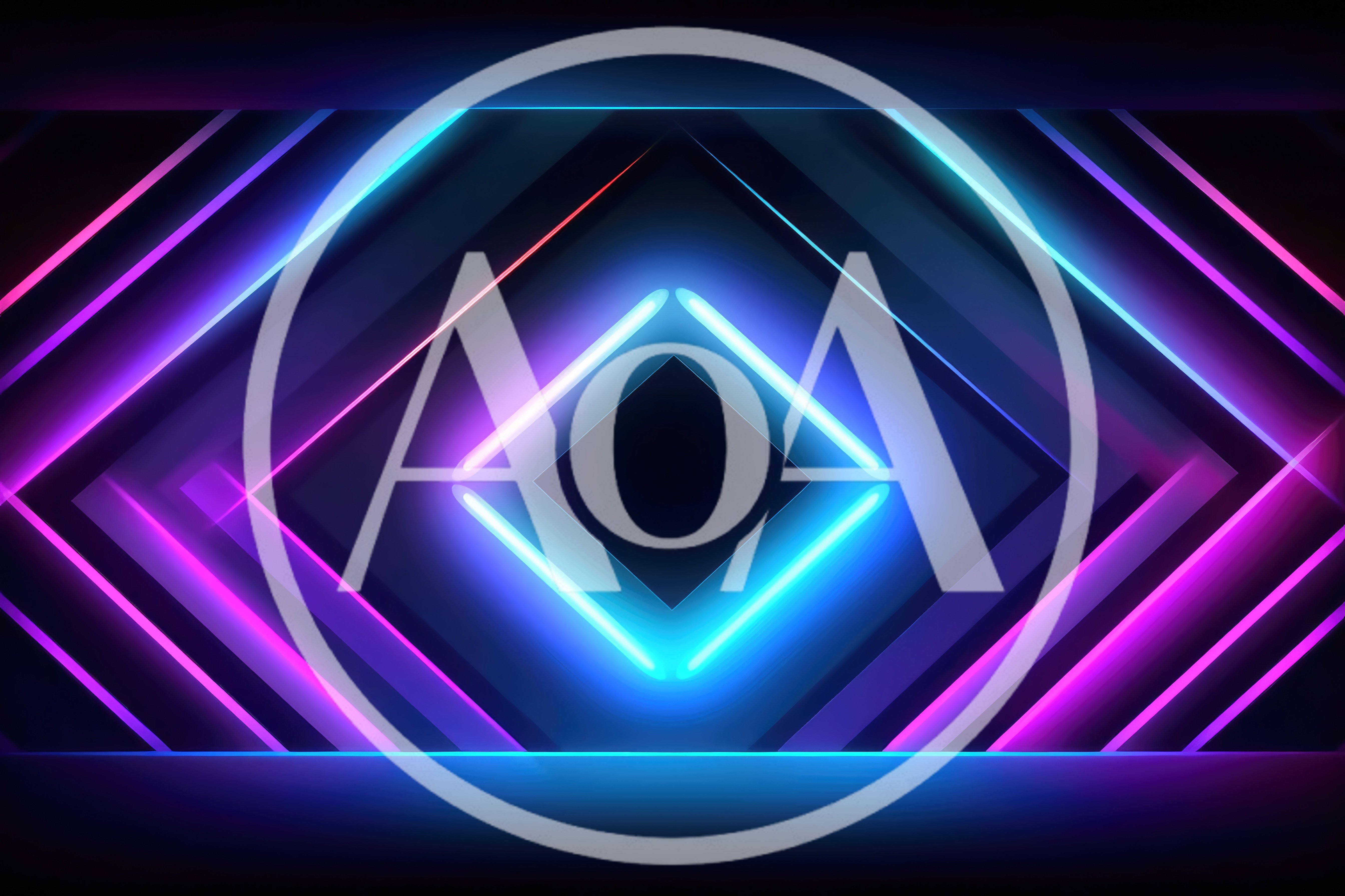 Abstract Neon Diamond Tunnel With Glowing Light Lines