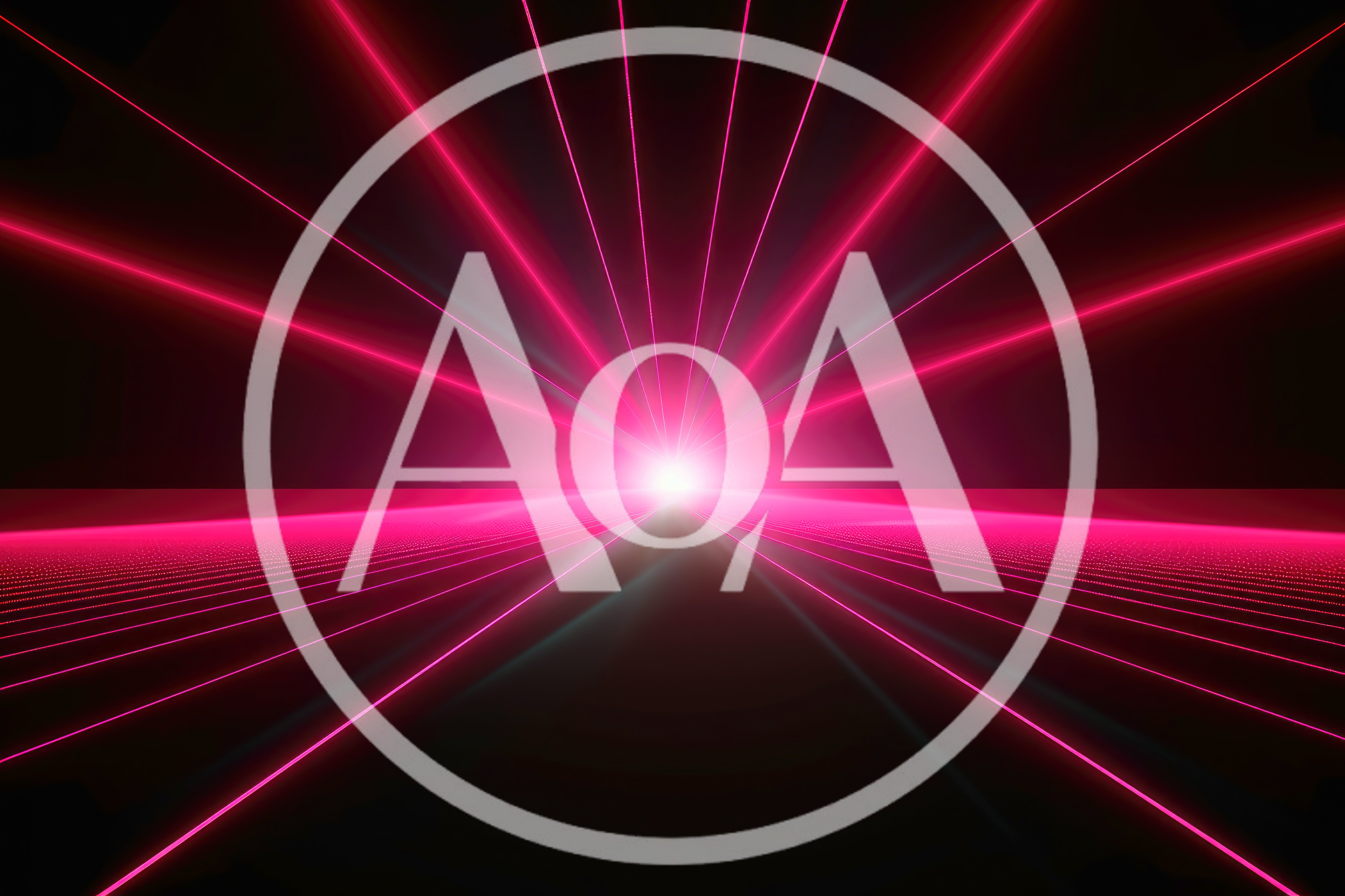 Abstract Pink Laser Light Beams In Dark Space