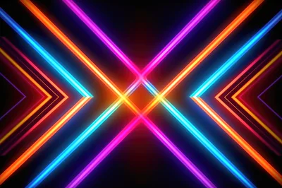 Abstract Neon Light Lines Forming Geometric Patterns