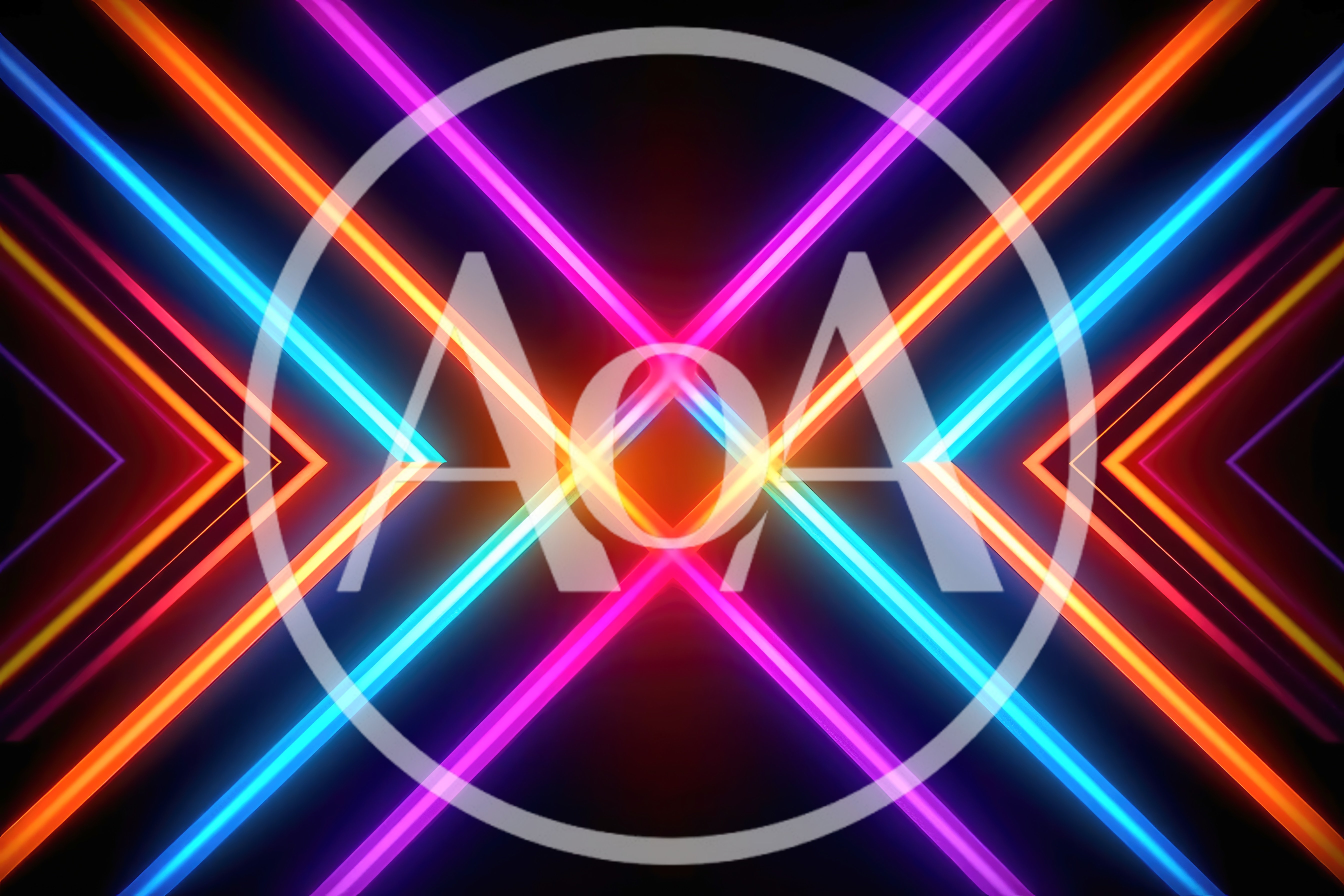Abstract Neon Light Lines Forming Geometric Patterns