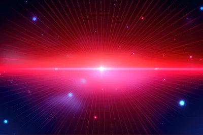 Abstract Digital Tunnel With Glowing Red Particles