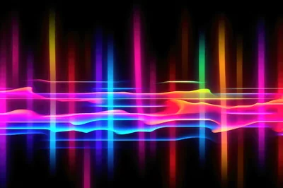 Abstract Neon Light Streaks and Glowing Wave Patterns