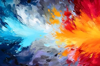 Abstract Fluid Paint Explosion With Vibrant Color Contrast
