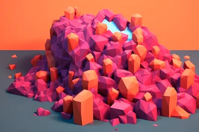Abstract Low Poly Geometric Crystal Mountain Formation