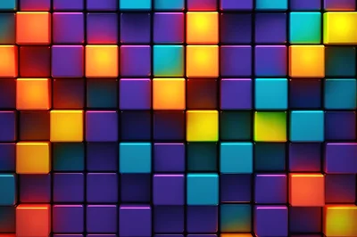 Abstract Background Of Glowing Colorful 3D Cubes