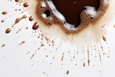Spilled Coffee Splash With Foam On White Surface