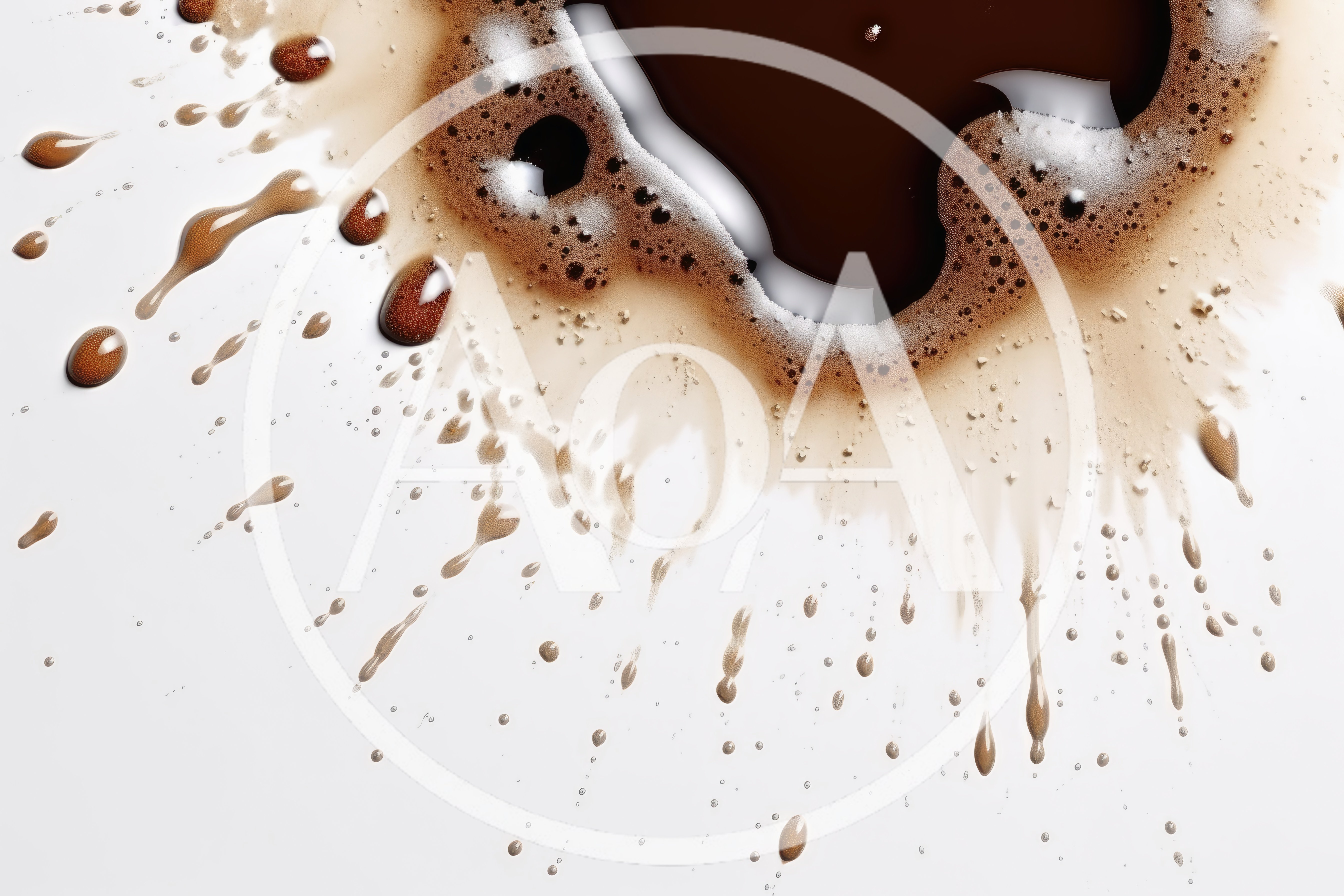 Spilled Coffee Splash With Foam On White Surface