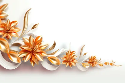Golden Metallic Floral Decorative Border Design