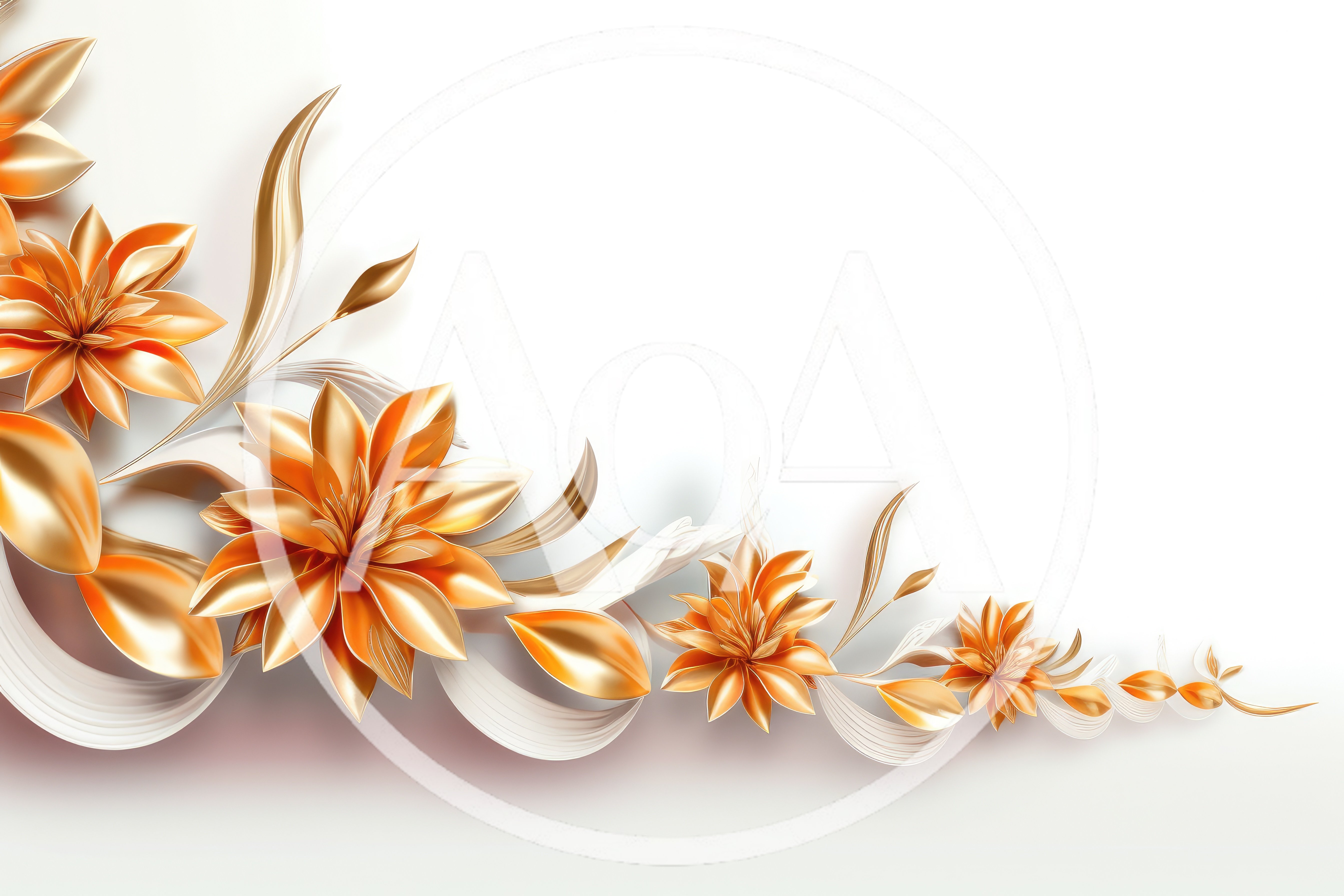 Golden Metallic Floral Decorative Border Design