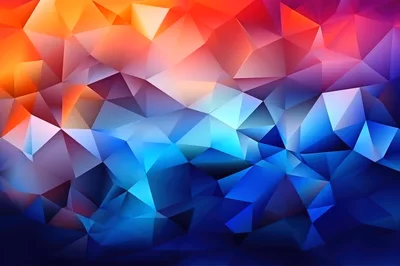 Abstract Geometric Low Poly Background With Vibrant Color Gradient