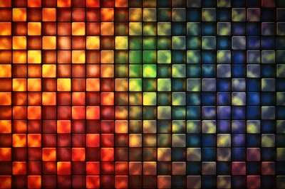 Abstract Glowing Multi Colored Square Grid Background