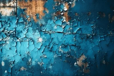 Weathered Blue Painted Wall With Peeling Texture
