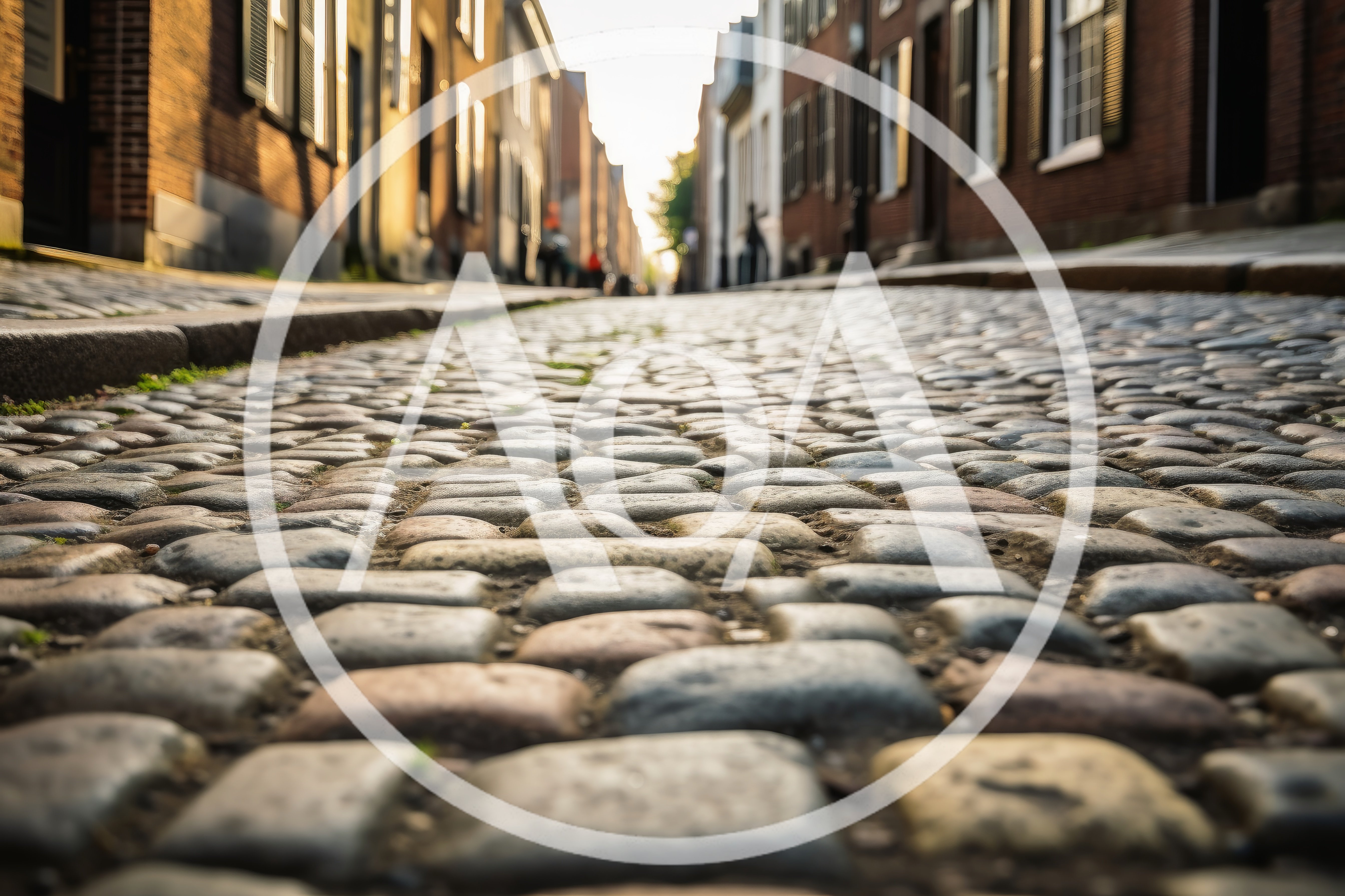 Low Angle View Of Historic Cobblestone Street