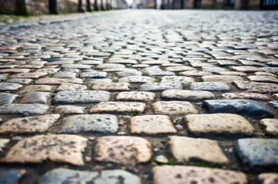 Low Angle View Of Historic Cobblestone Street