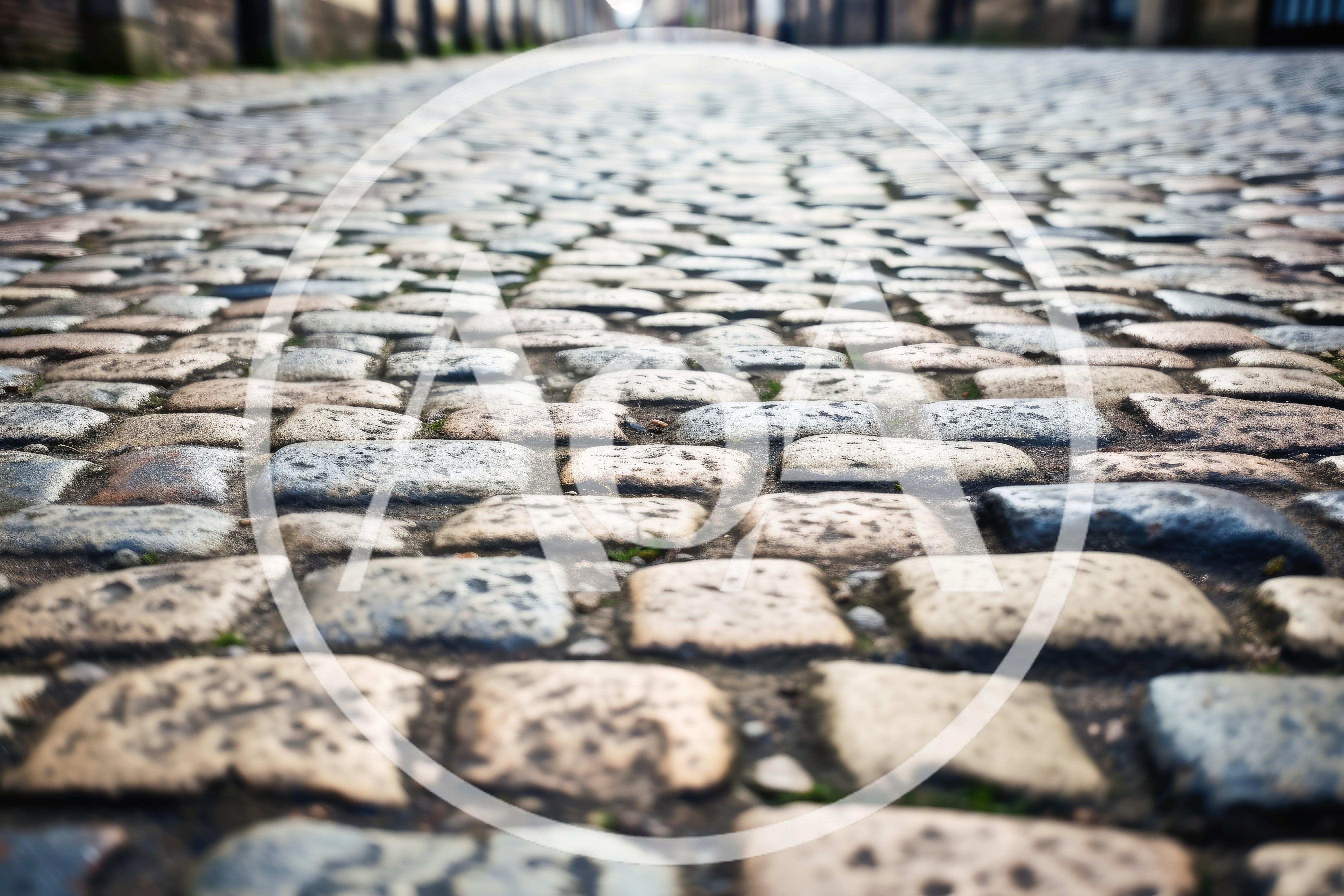 Low Angle View Of Historic Cobblestone Street