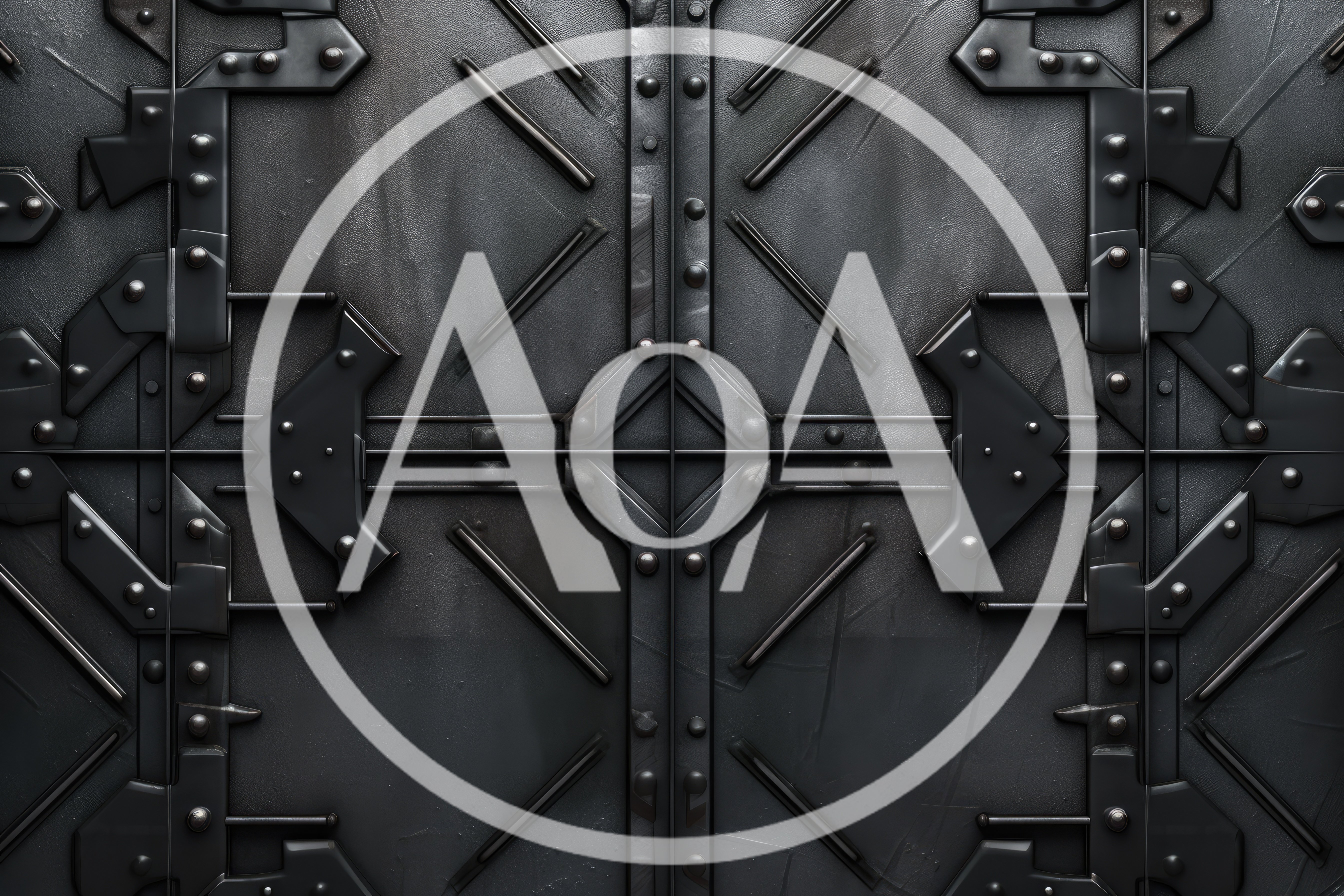 Industrial Metal Door With Riveted Geometric Panels