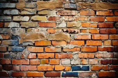 Weathered Brick Wall With Patchy Mortar Texture