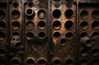 Industrial Metal Boiler Plate With Circular Openings