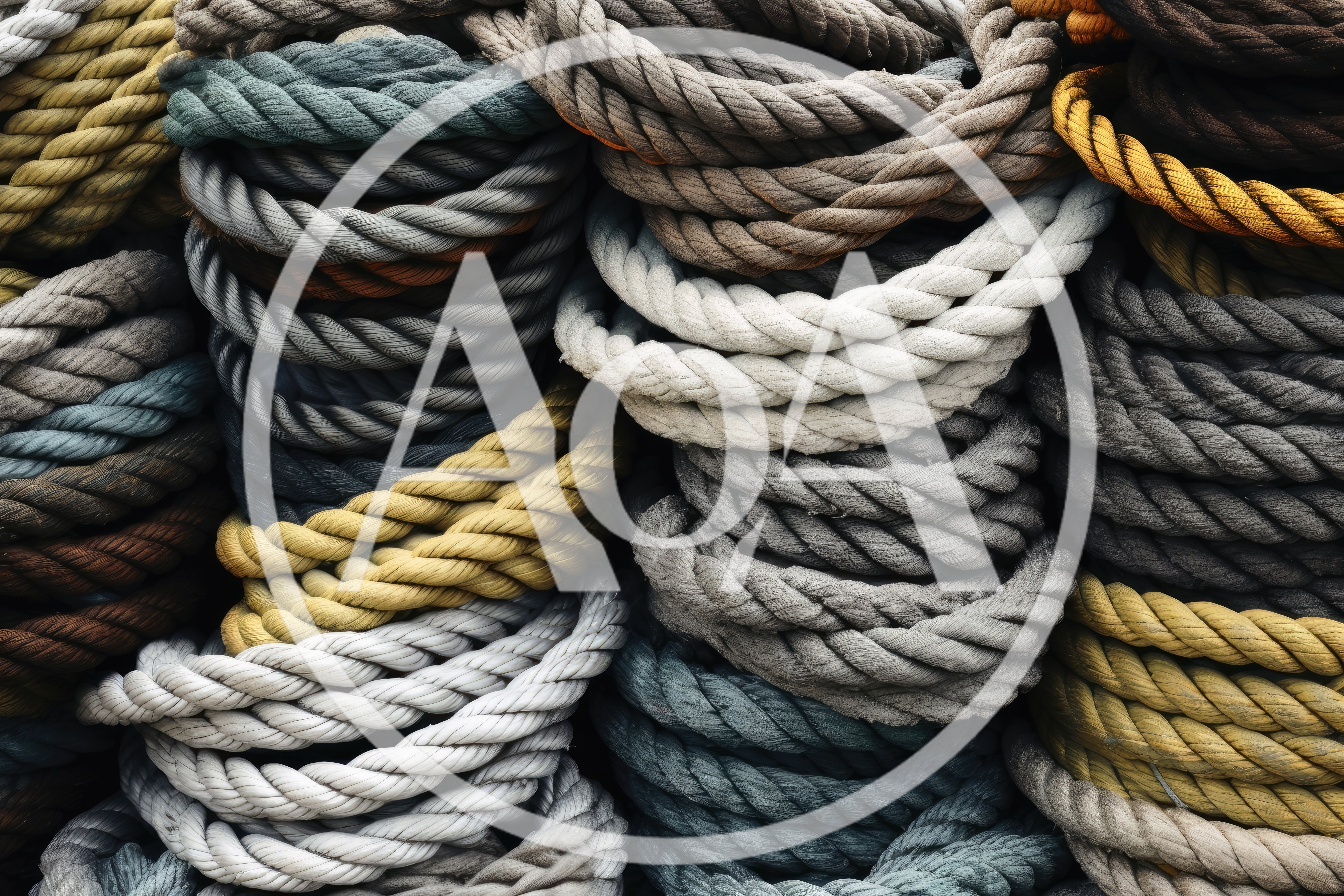Coiled Nautical Ropes Stacked In A Warehouse