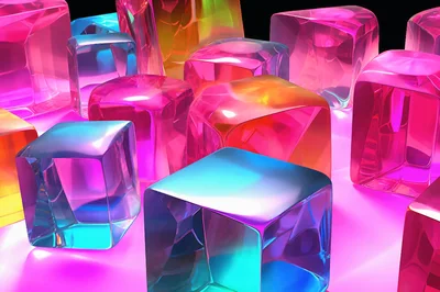 Abstract Translucent Colorful Glass Cubes