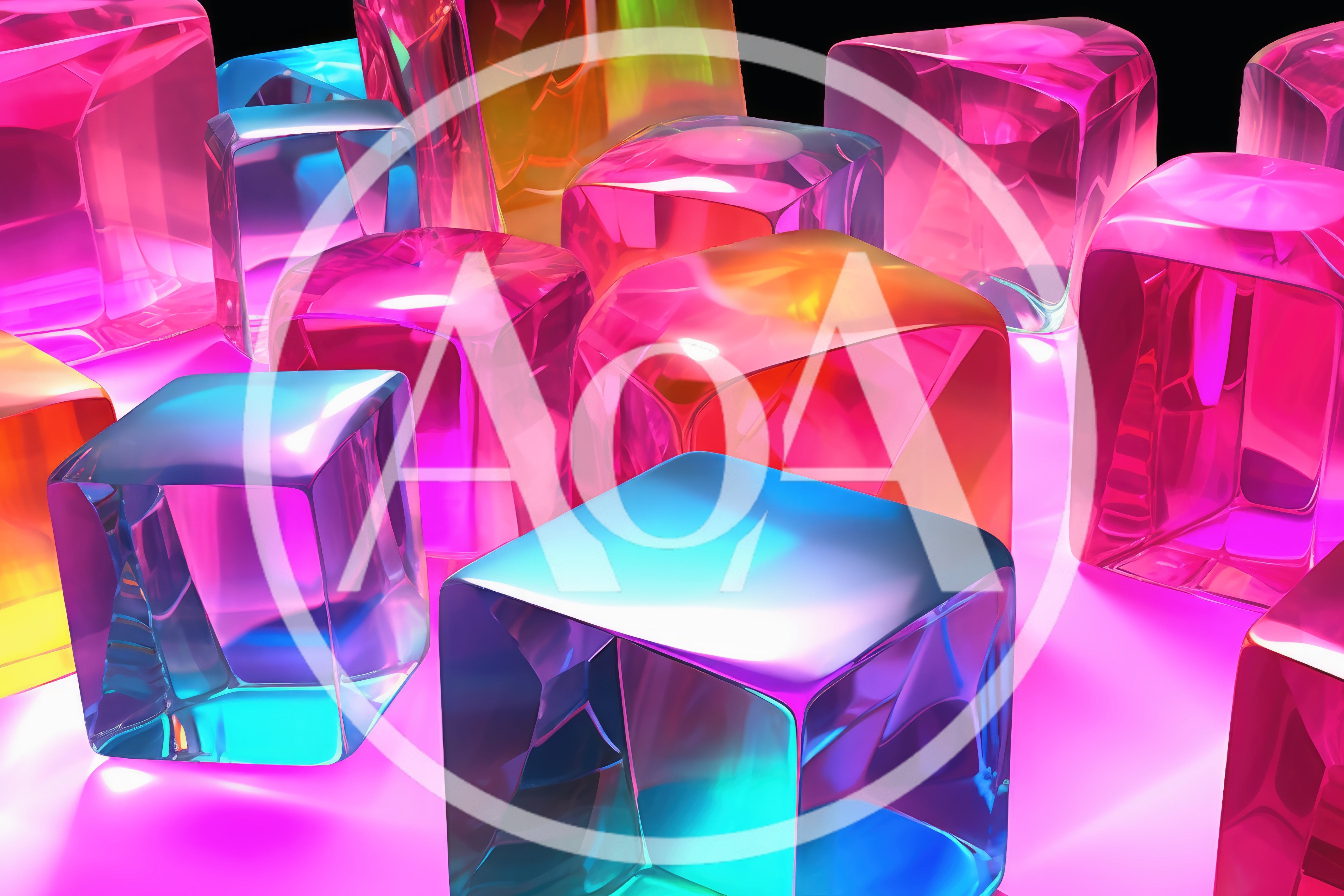 Abstract Translucent Colorful Glass Cubes