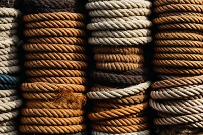 Stacked Coils Of Natural Fiber Rope