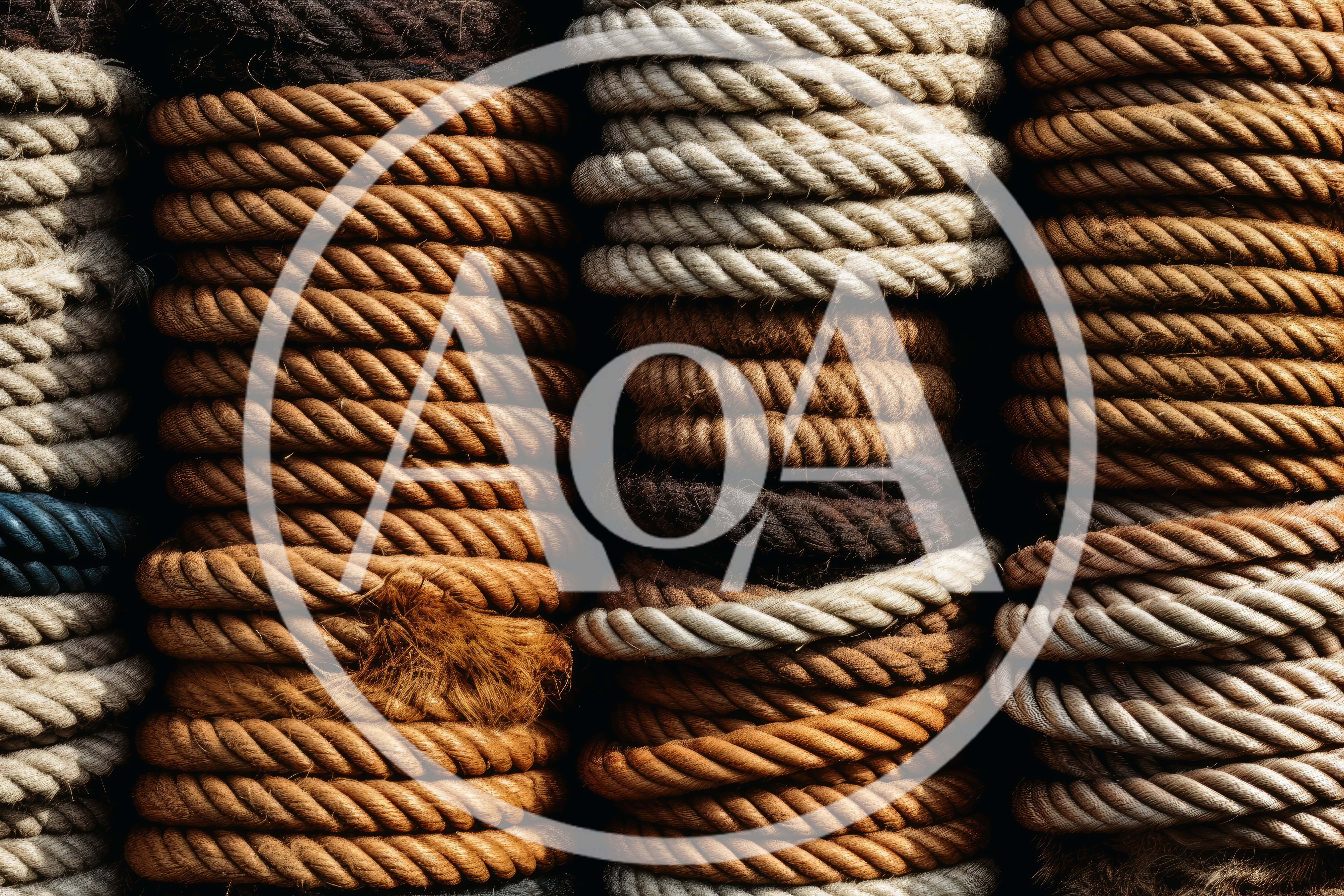 Stacked Coils Of Natural Fiber Rope