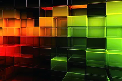Abstract 3D Glowing Cubes Background