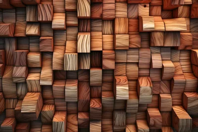 Abstract 3D Wooden Block Wall Texture