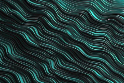 Abstract Teal And Black Wavy 3D Lines